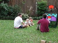 Playing in the back yard