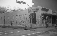 This graffiti by Daniel Johnston became quite famous, and helped make the artist quite famous as well. I went by there recently (June 2026) and the whole building has been demolished but the wall has been preserved. I'll have to get a picture of that and add that here.   (20260527-153952.jpg)