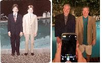 Steve and Scott re-creating a photo from high school
