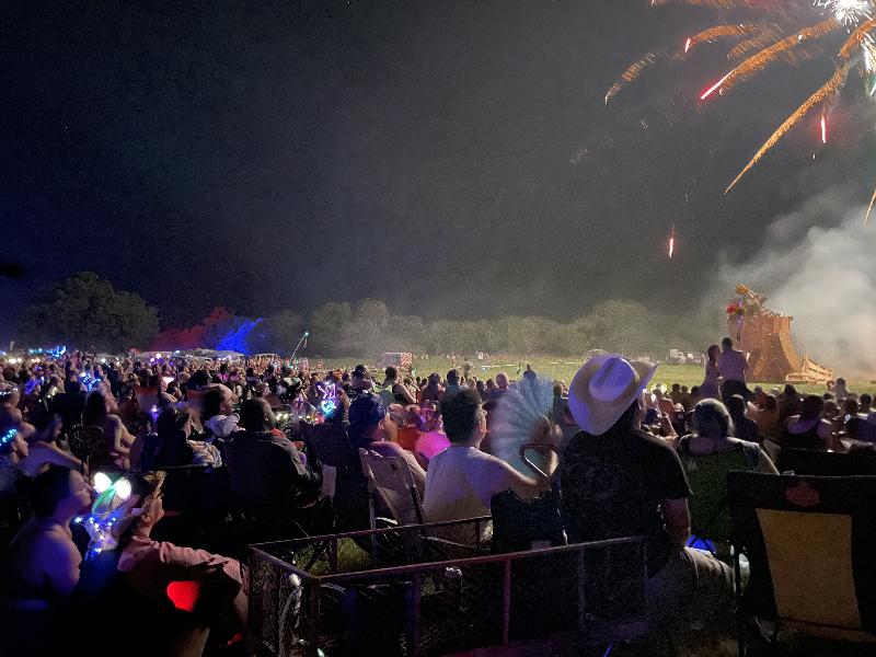 The crowd watching 