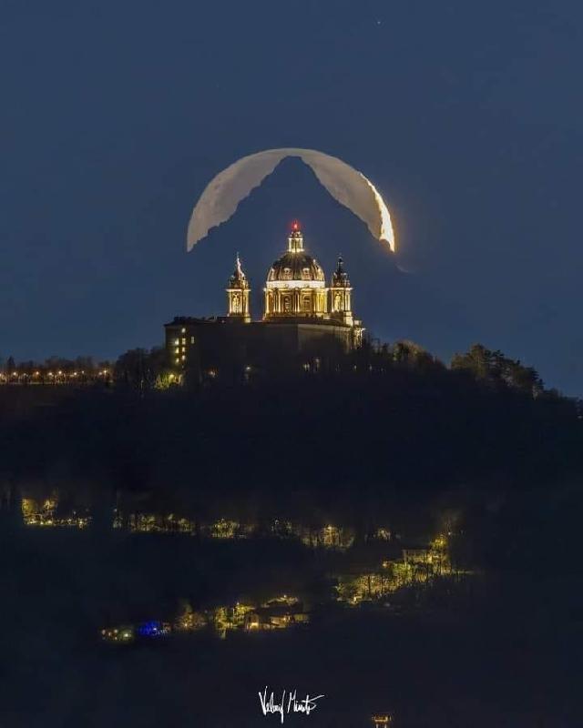 From Facebook - Triple alignment captured near Turin, Italy. The photograph took 6 years of attempts and was recently featured on the NASA Astronomic Picture of the day.  