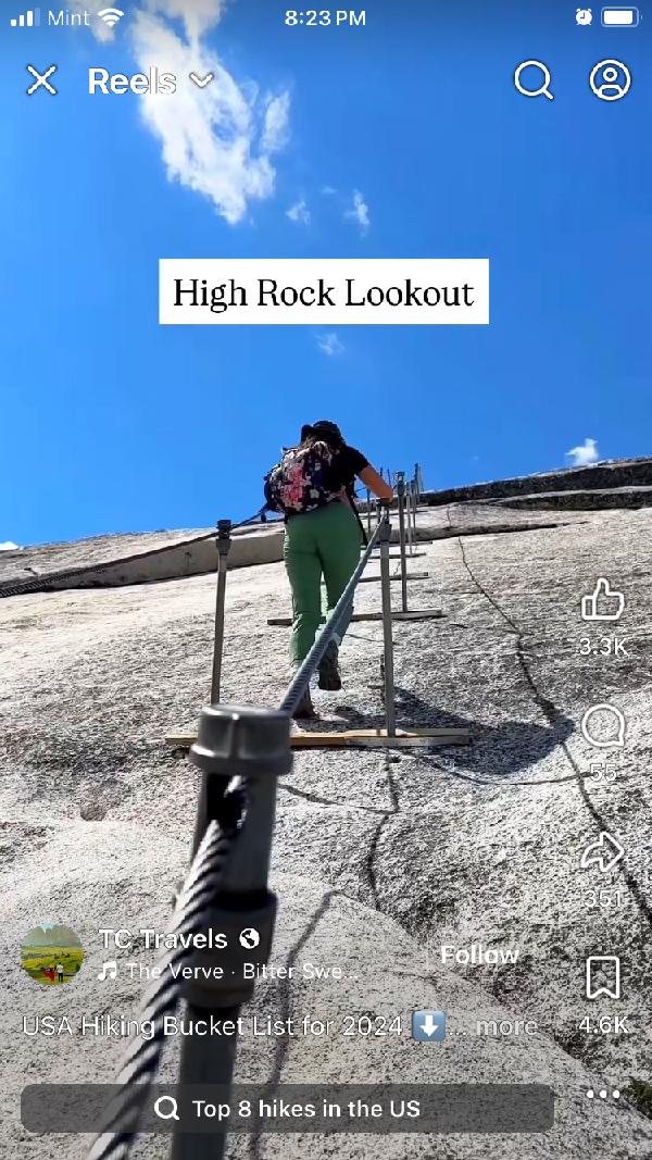 An Instagram reel of top 8 hikes 
