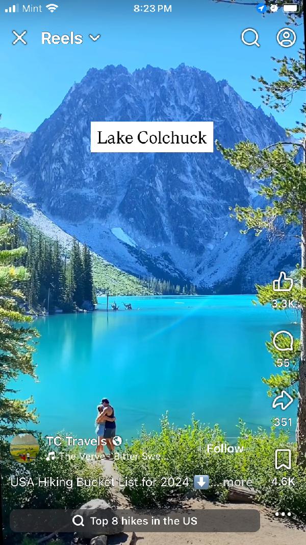 An Instagram reel of top 8 hikes <br/> 