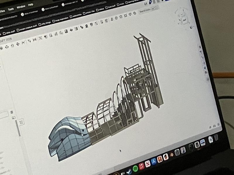 More sketchup model - you'll be able to walk in through the mouth, then up the stairs to the elevated viewing platform. 