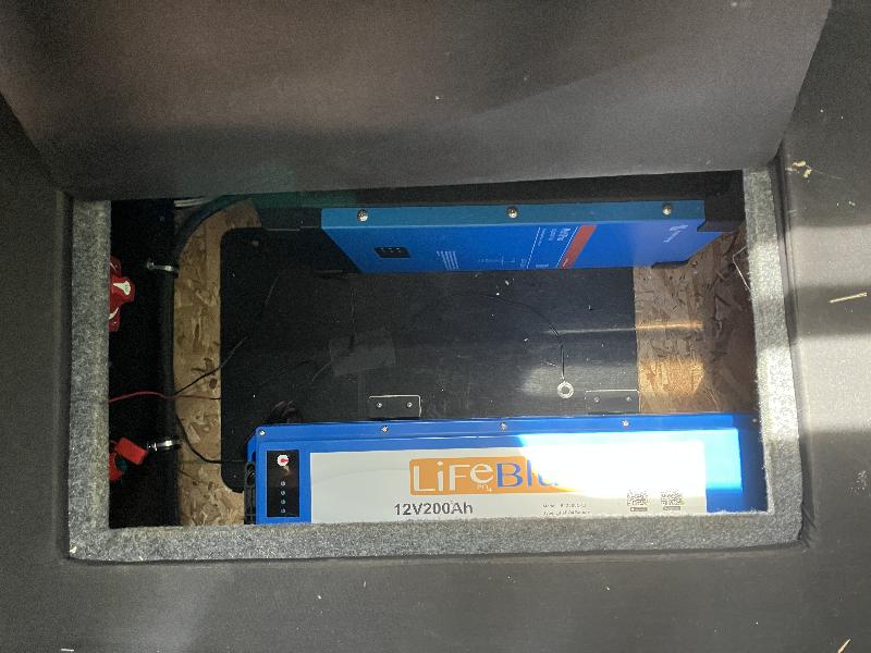 The upgraded electric system includes much larger lithium ion batteries. This was all professionally installed.