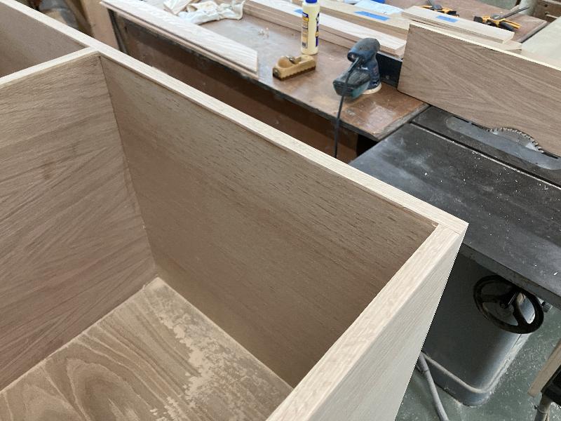 Adding edge banding to cover the plywood edges 